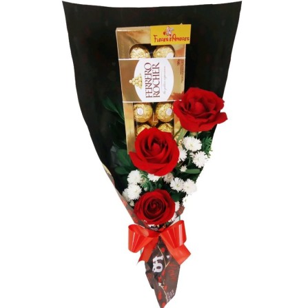 Trio De Rosas + 8 Bombons Ferrero