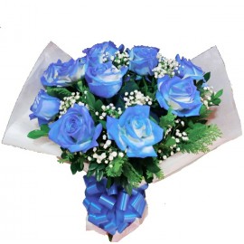 Buquê 12 Rosas Azuis ( Pintadas)