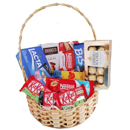 Cesta "Doce Vida com 1kg e Meio chocolates"