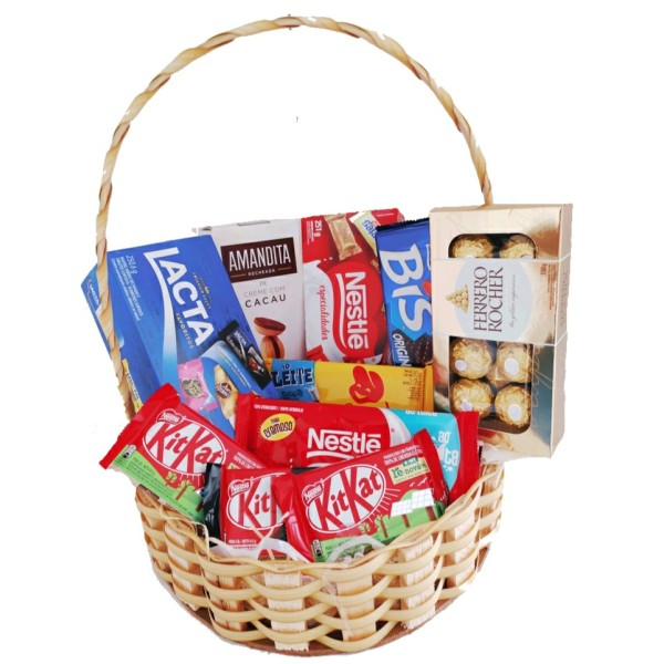 Cesta "Doce Vida com 1kg e Meio chocolates"