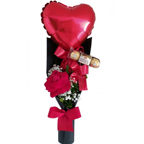 Combo Te Amo ( Rosa+balão+Ferrero )