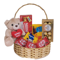 Cesta Urso+ Meio kilo de Chocolates