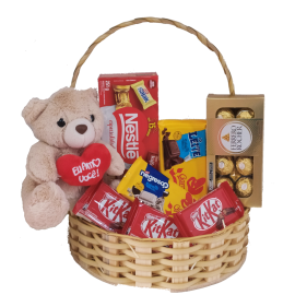 Cesta Urso+ Meio kilo de Chocolates