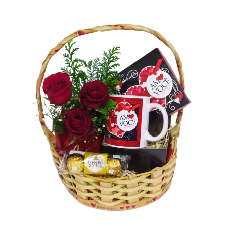Cesta Com Caneca Romântica 