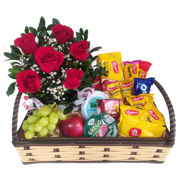 Bandeja de Café com 06 Rosas 