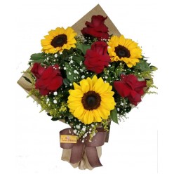 Buquê Rosas & Girassóis