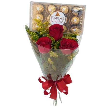 12 Bombons Ferrero+ 03 Rosas vermelhas 